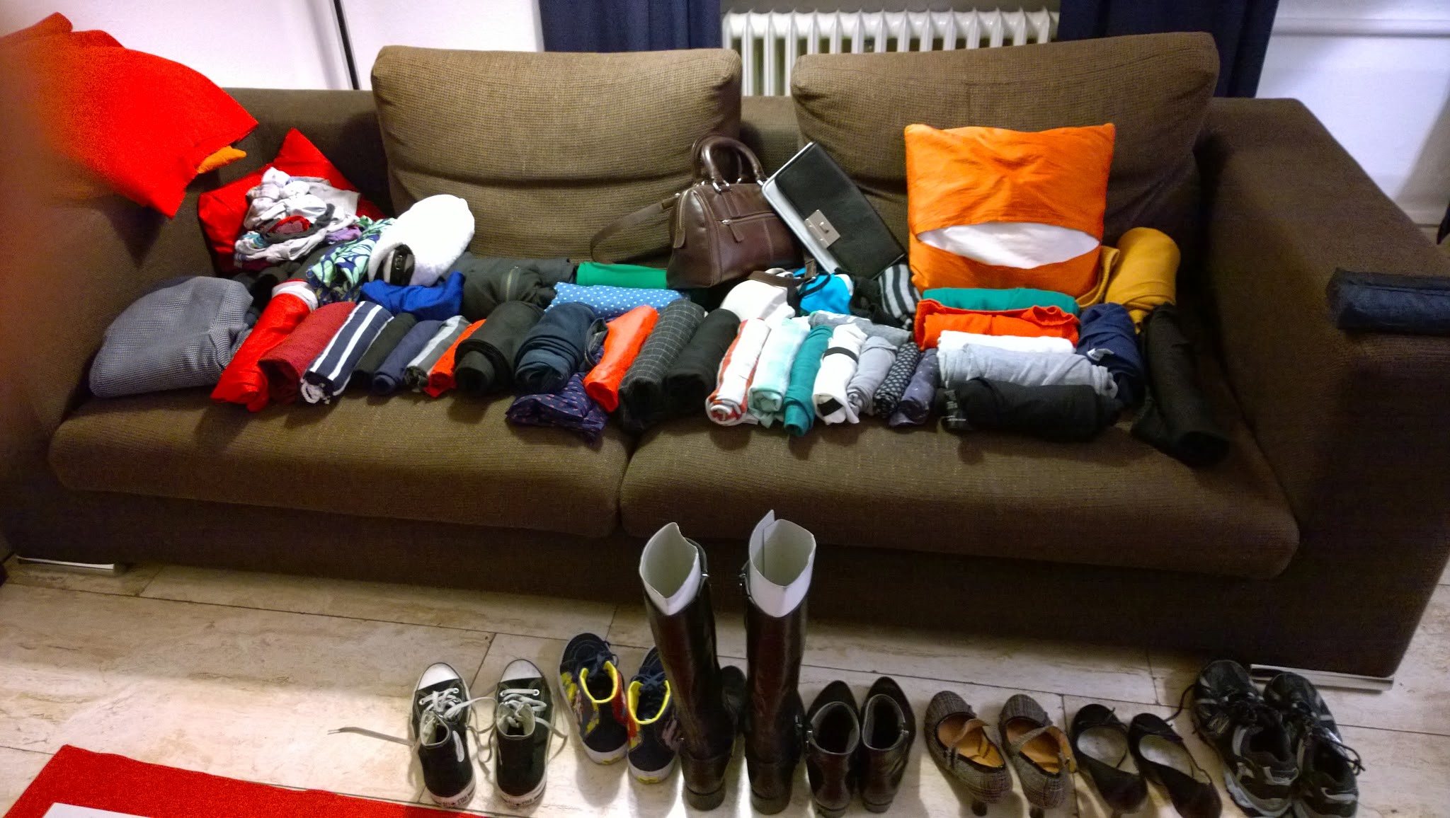 Clothes rolled up