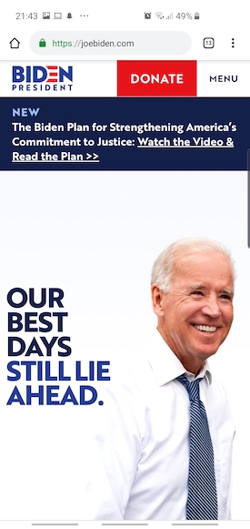 Joe Biden's homepage