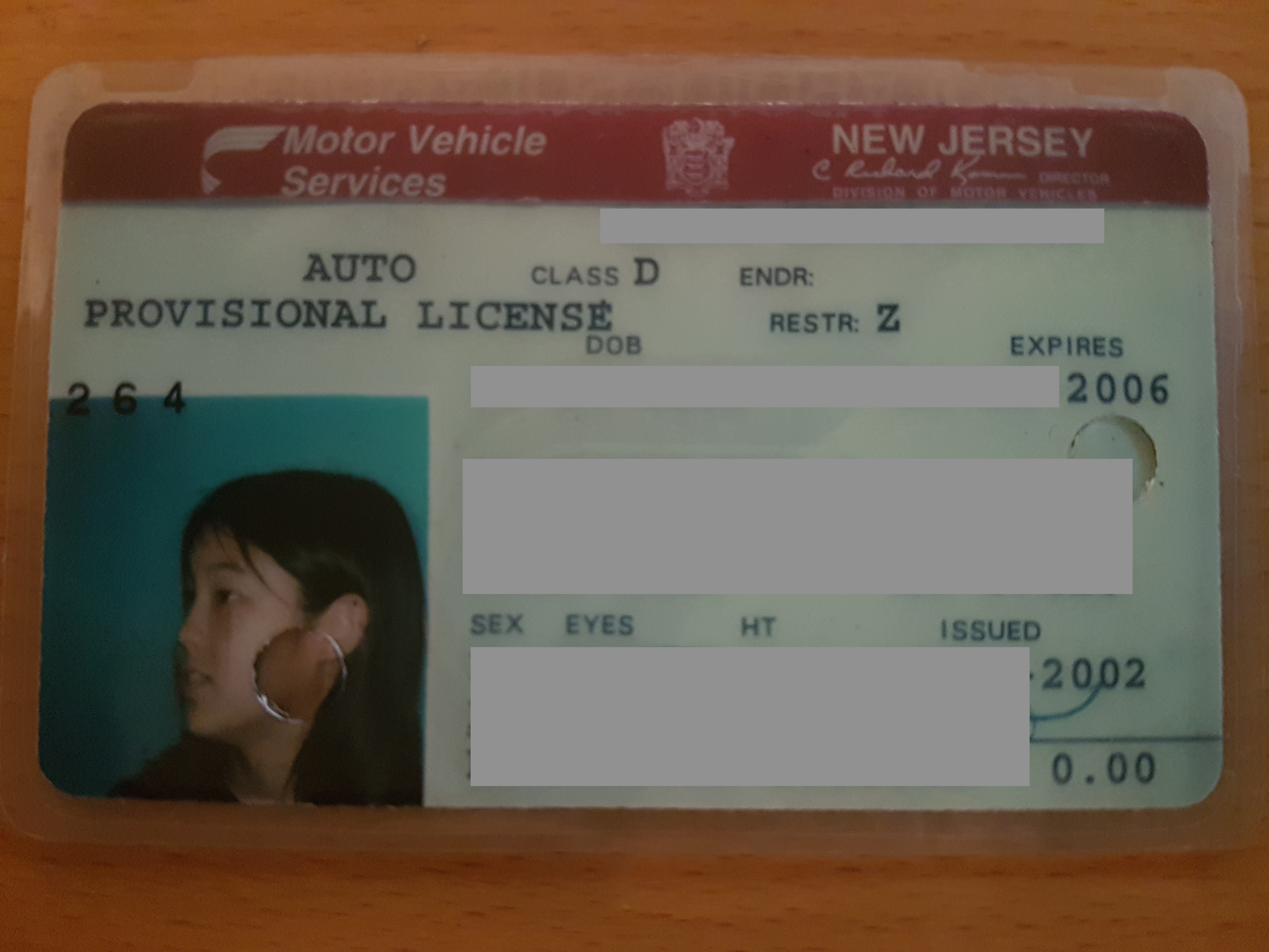 New Jersey license from 2002