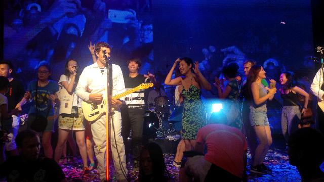 Dancing on stage at the OK Go show